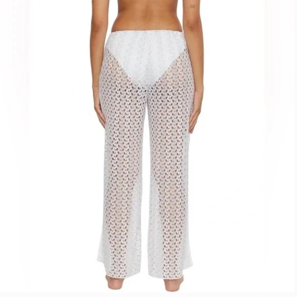 NWT BECCA • White Platinum Lace Crochet Cover Up Pant - Picture 2 of 9